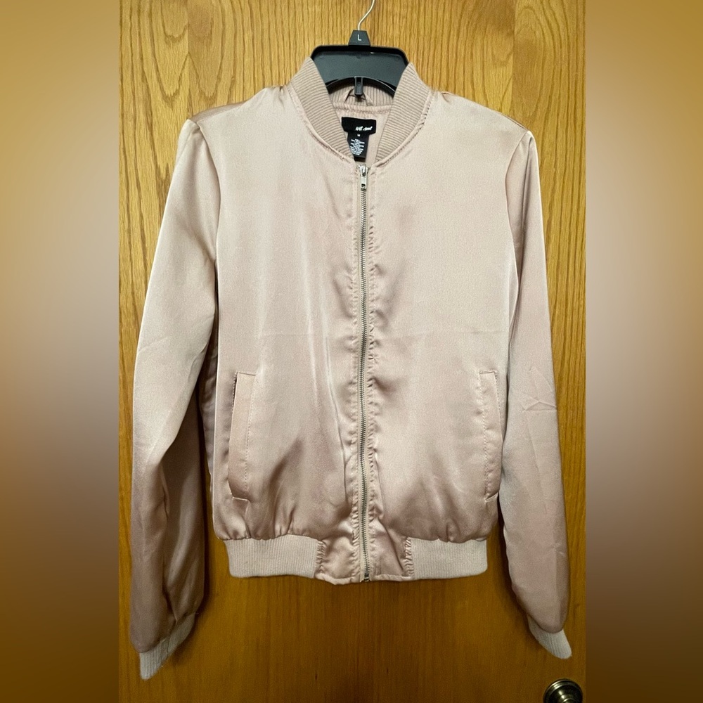 Wet seal Satin Bomber Jacket In A Deep Rose Color